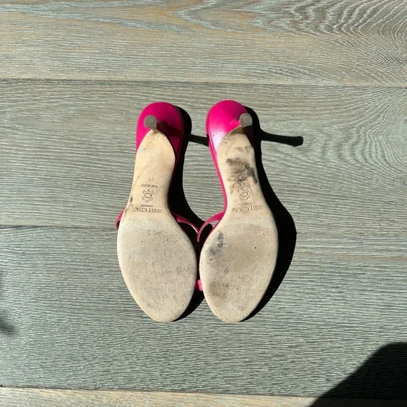 Jimmy Choo Pink Leather Slides - Picture 10 of 11